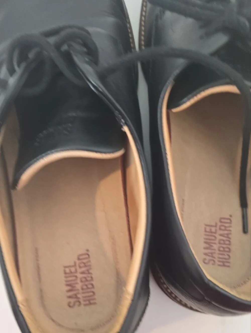 SAMUEL HUBBARD polished Black Derby Shoes with Contrast Welt